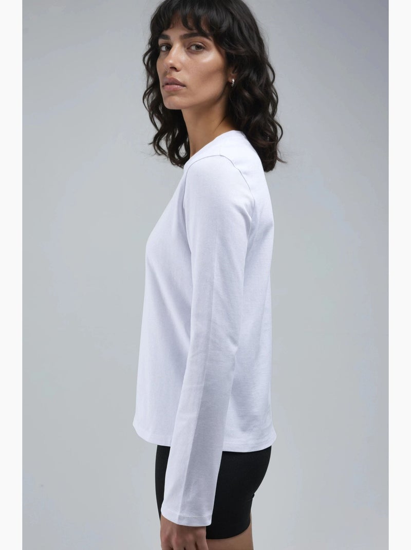 T-shirt basic girocollo manica lunga busem Bianco - Kiabi