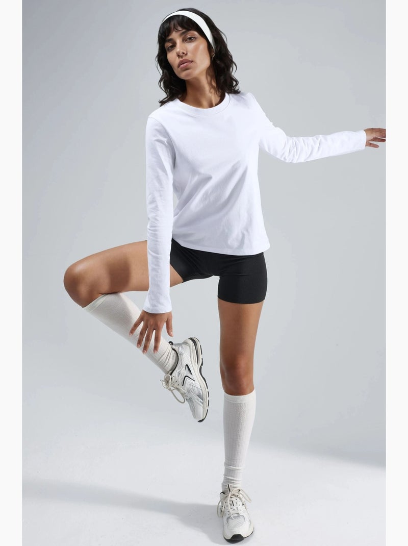 T-shirt basic girocollo manica lunga busem Bianco - Kiabi
