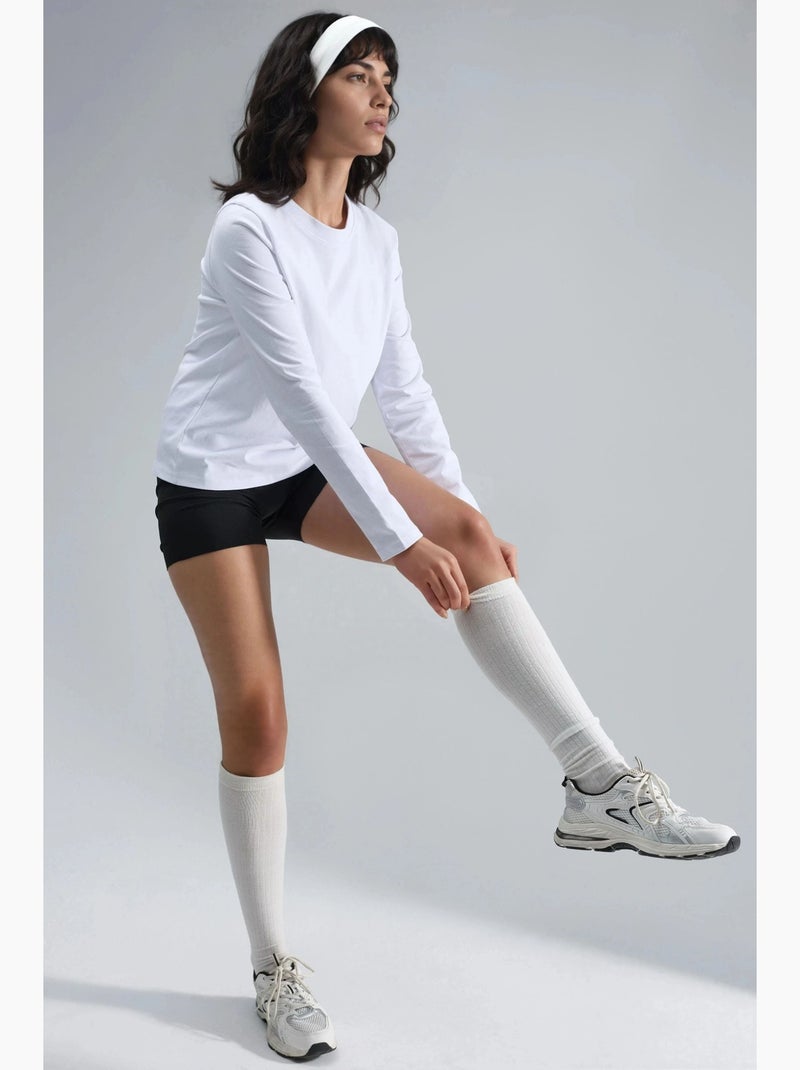 T-shirt basic girocollo manica lunga busem Bianco - Kiabi