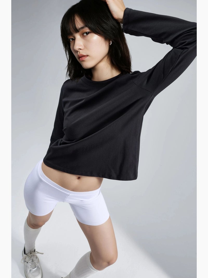 T-shirt basic girocollo manica lunga busem Nero - Kiabi