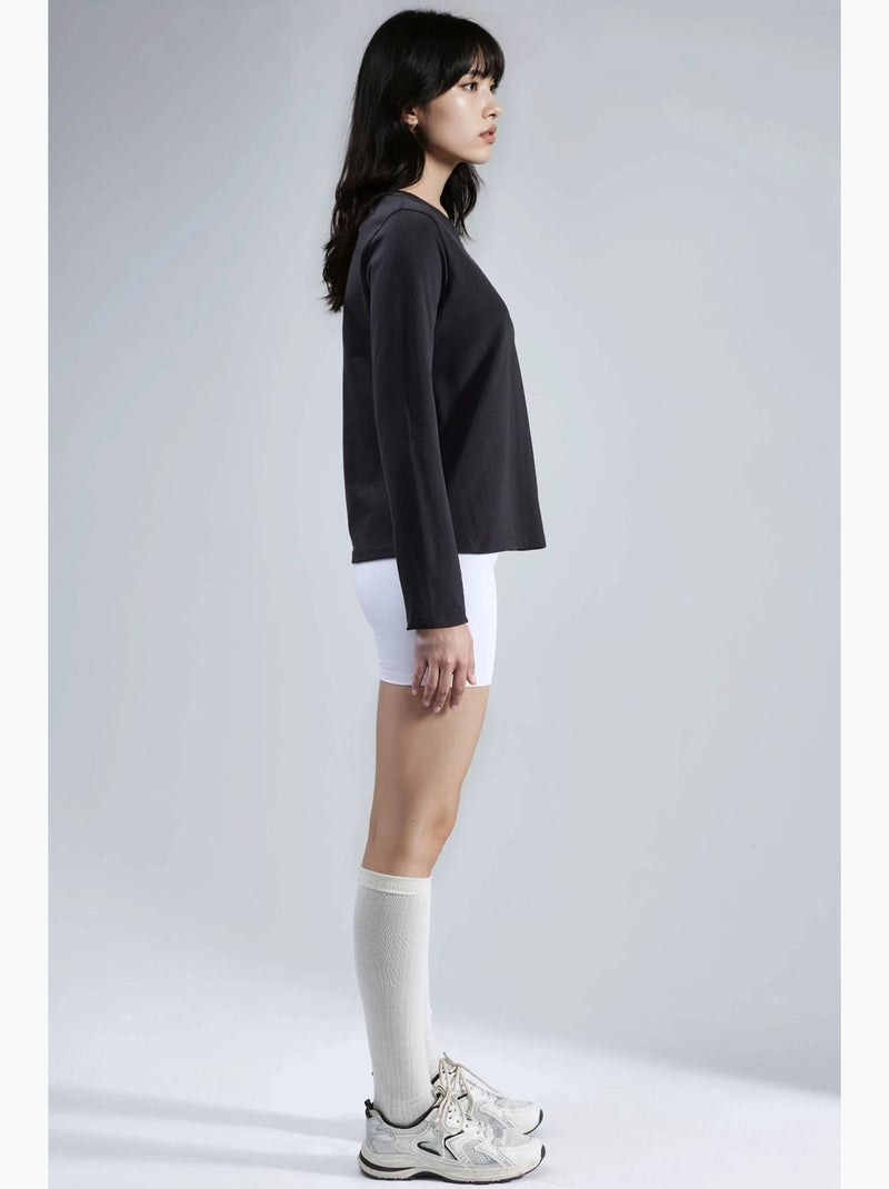 T-shirt basic girocollo manica lunga busem Nero - Kiabi