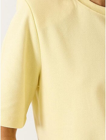 T-shirt basic imbottita in cotone con scollo rotondo lucci
