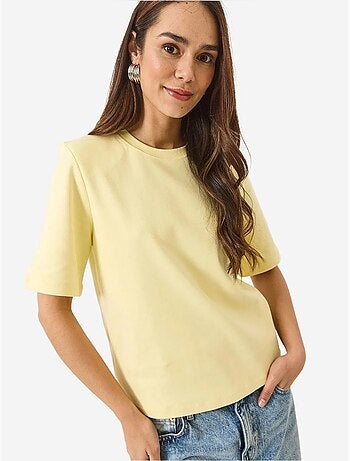 T-shirt basic imbottita in cotone con scollo rotondo lucci