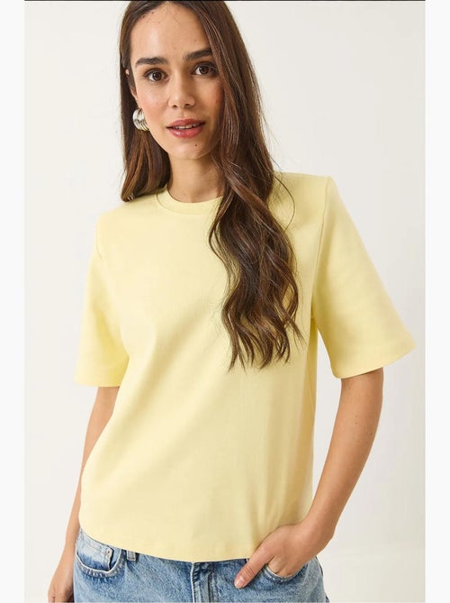 T-shirt basic imbottita in cotone con scollo rotondo lucci - Kiabi T-shirt basic imbottita in cotone con scollo rotondo lucci - Kiabi