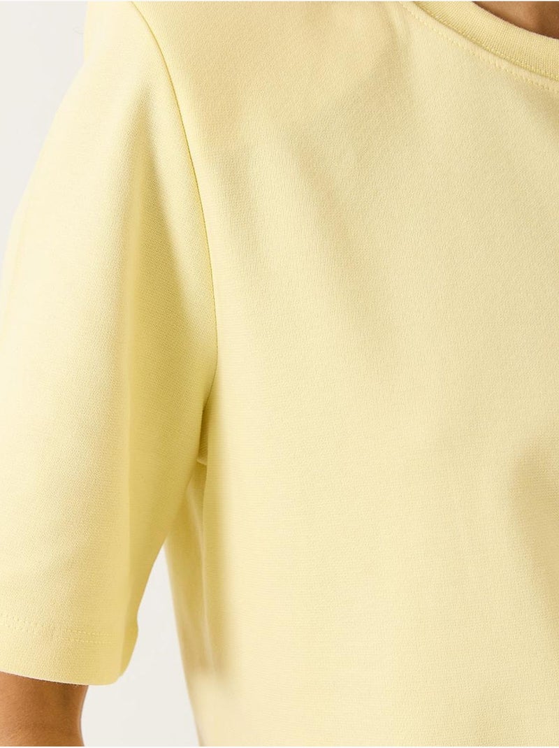 T-shirt basic imbottita in cotone con scollo rotondo lucci Giallo limone - Kiabi