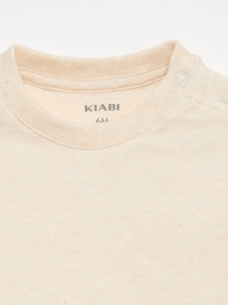 T-shirt basic in jersey di cotone Beige - Kiabi