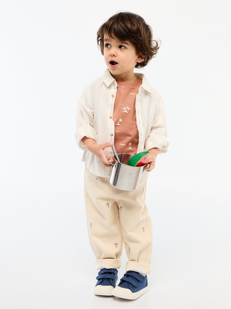 T-shirt basic in jersey di cotone Marrone - Kiabi