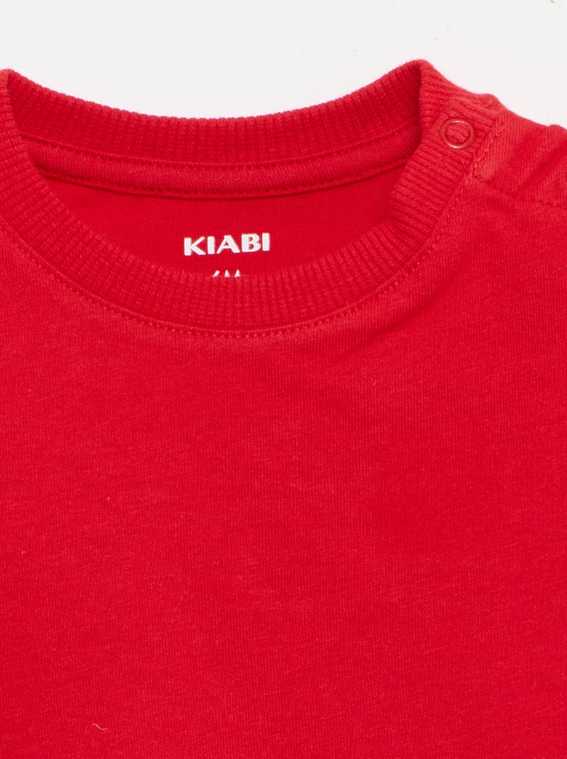 T-shirt basic in jersey di cotone Rosso - Kiabi