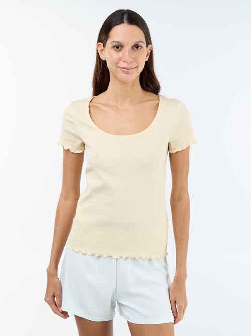 T-shirt basic in maglia a costine a maniche corte - Kiabi