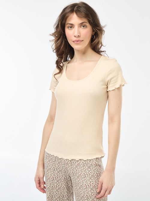 T-shirt basic in maglia a costine a maniche corte - Kiabi