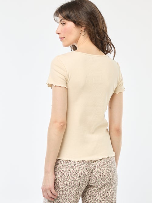 T-shirt basic in maglia a costine a maniche corte - Kiabi