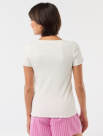 T-shirt basic in maglia a costine a maniche corte