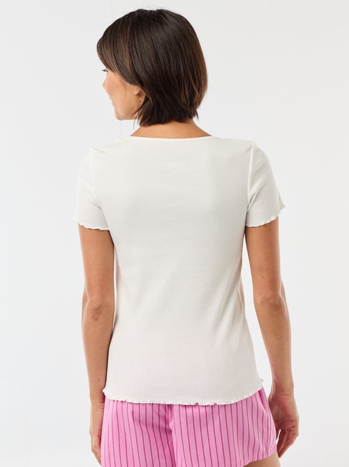 T-shirt basic in maglia a costine a maniche corte - Kiabi