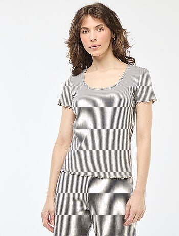T-shirt basic in maglia a costine a maniche corte
