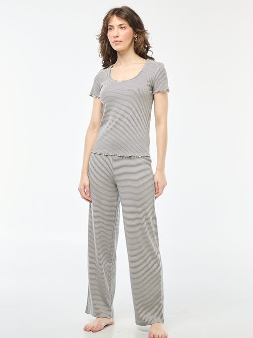 T-shirt basic in maglia a costine a maniche corte - Kiabi