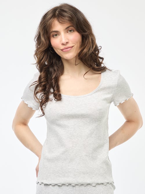 T-shirt basic in maglia a costine a maniche corte - Kiabi