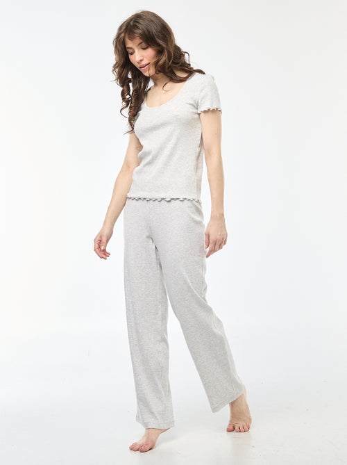 T-shirt basic in maglia a costine a maniche corte - Kiabi