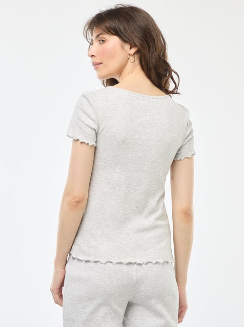 T-shirt basic in maglia a costine a maniche corte - Kiabi