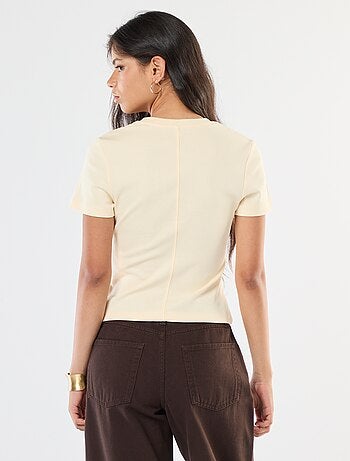 T-shirt basic in maglia a costine sottili