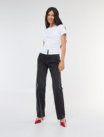 T-shirt basic in maglia a costine sottili