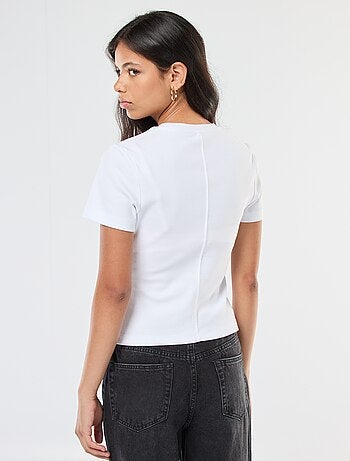 T-shirt basic in maglia a costine sottili