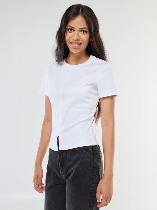 T-shirt basic in maglia a costine sottili - Kiabi
