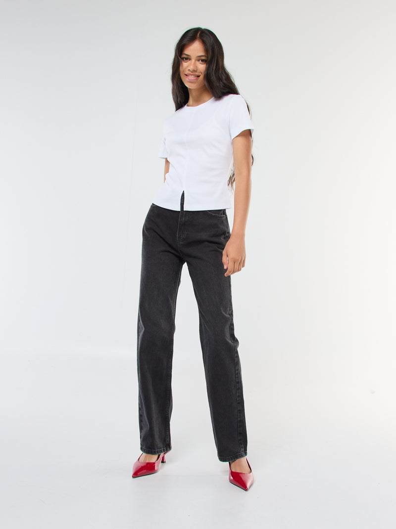 T-shirt basic in maglia a costine sottili Bianco - Kiabi