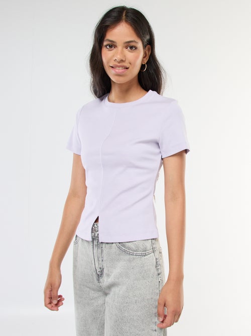 T-shirt basic in maglia a costine sottili - Kiabi