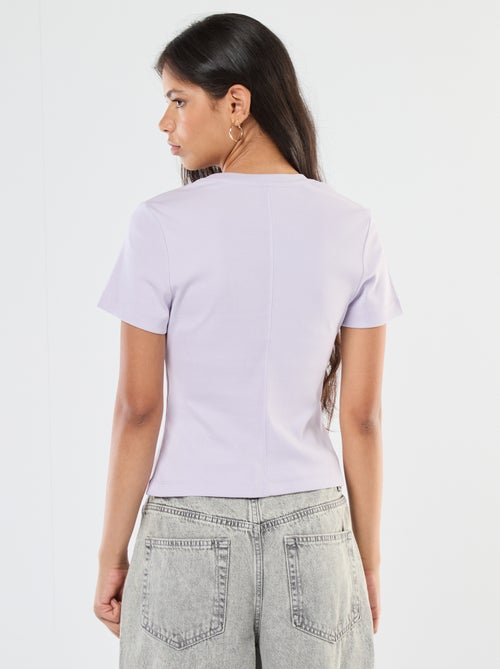 T-shirt basic in maglia a costine sottili - Kiabi