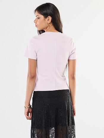 T-shirt basic in maglia a costine sottili