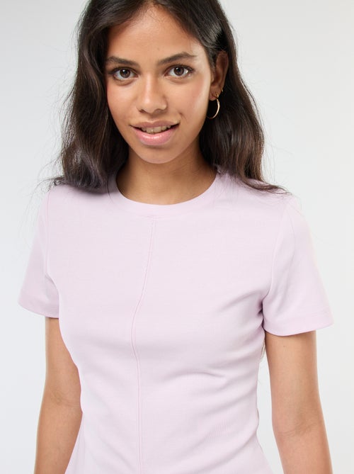 T-shirt basic in maglia a costine sottili - Kiabi