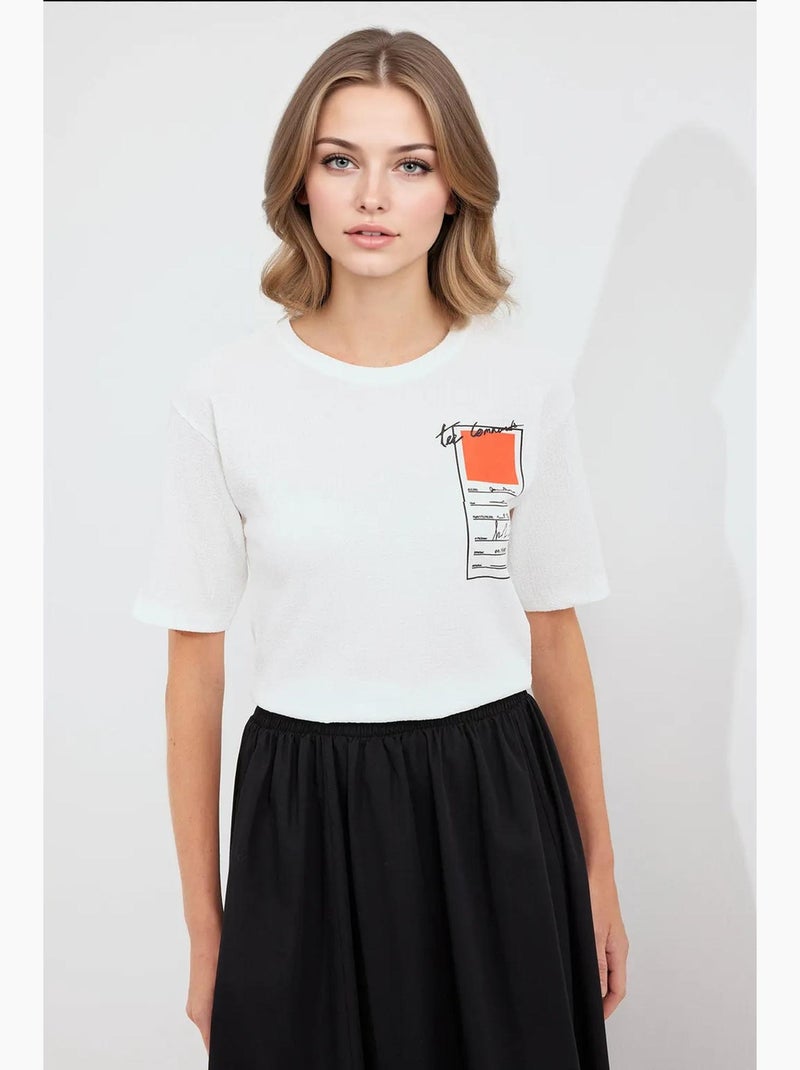 T-shirt basic in maglia stampata bdart Avorio - Kiabi