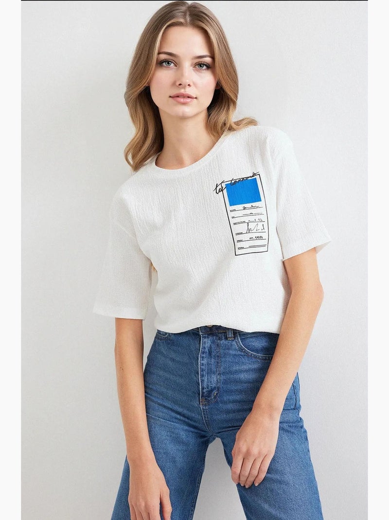 T-shirt basic in maglia stampata bdart Bianco sporco - Kiabi