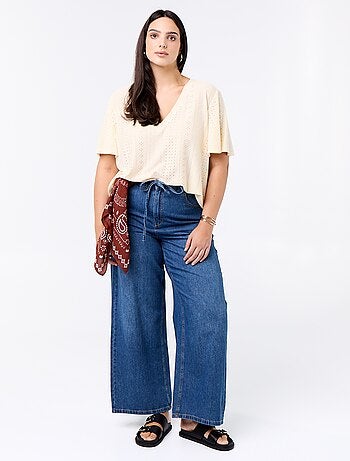 T-shirt basic in maglia traforata