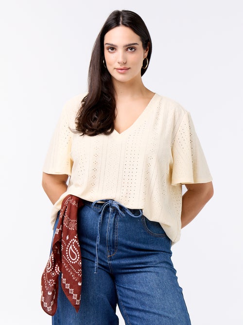 T-shirt basic in maglia traforata - Kiabi