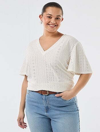 T-shirt basic in maglia traforata