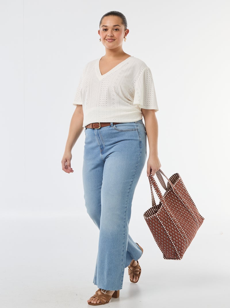 T-shirt basic in maglia traforata Bianco - Kiabi