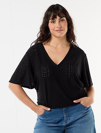 T-shirt basic in maglia traforata