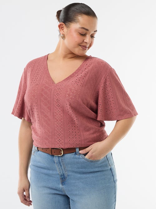 T-shirt basic in maglia traforata - Kiabi