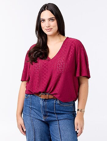 T-shirt basic in maglia traforata