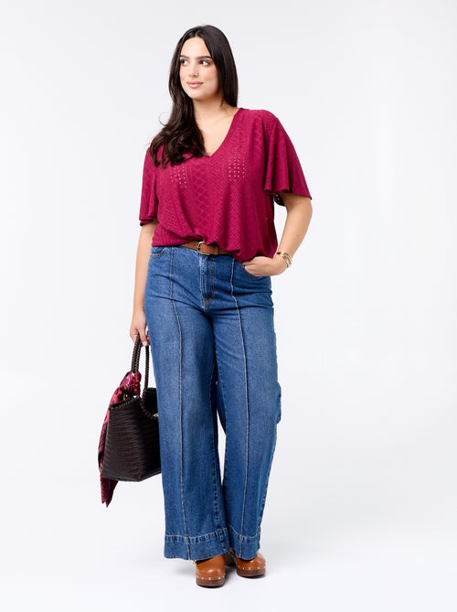 T-shirt basic in maglia traforata - Kiabi