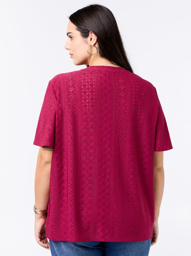 T-shirt basic in maglia traforata Rosso - Kiabi
