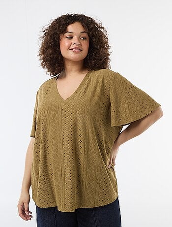 T-shirt basic in maglia traforata