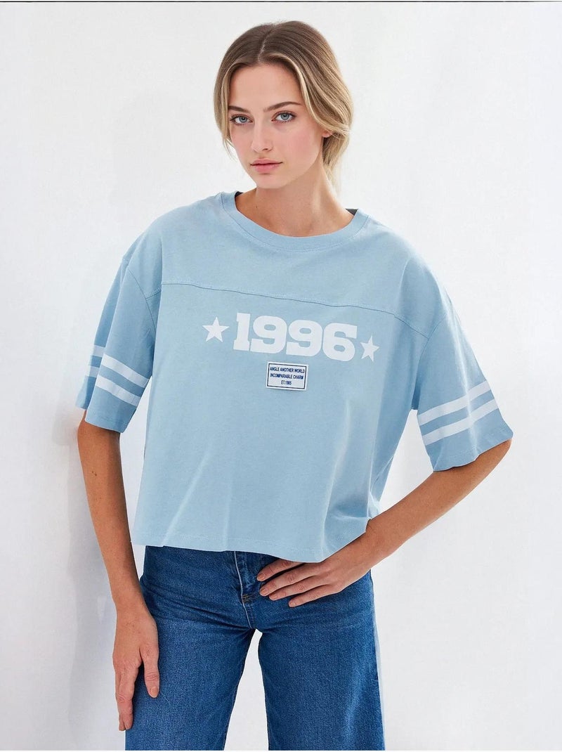 T-shirt basic oversize stampata bdart Blu chiaro - Kiabi
