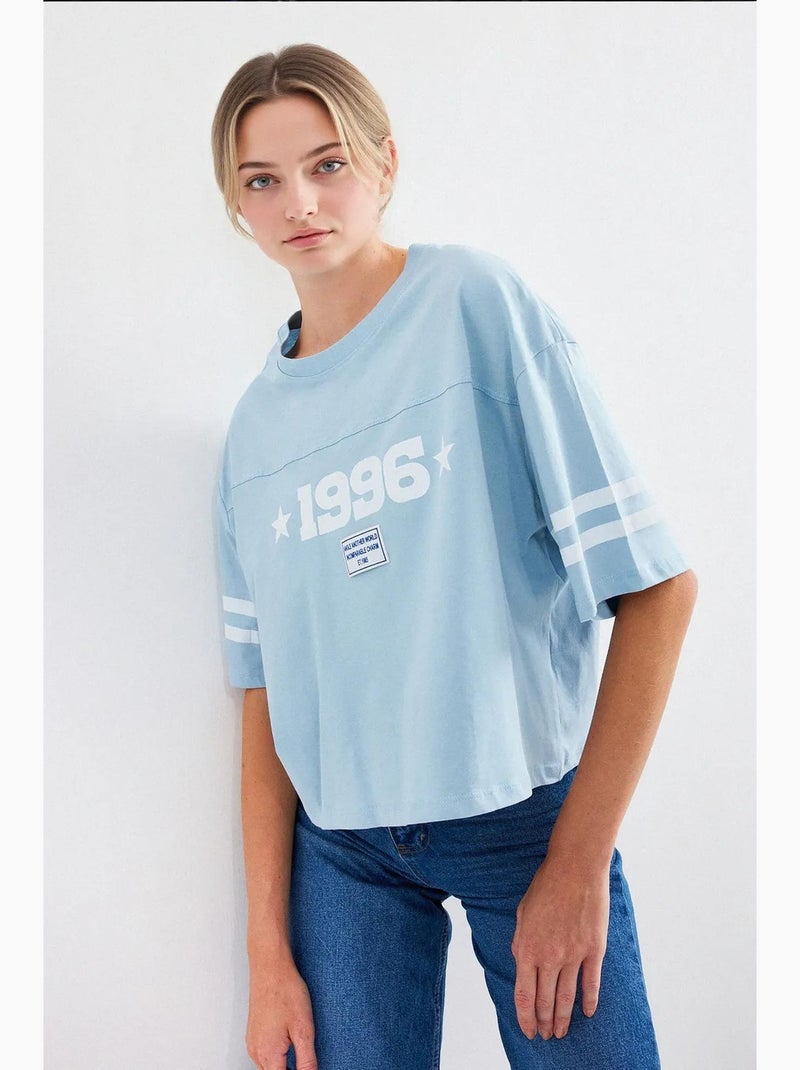T-shirt basic oversize stampata bdart Blu chiaro - Kiabi