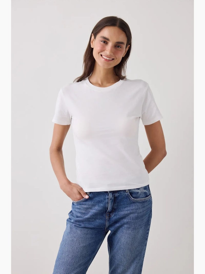 T-shirt basic slim fit a maniche corte penti Bianco sporco - Kiabi