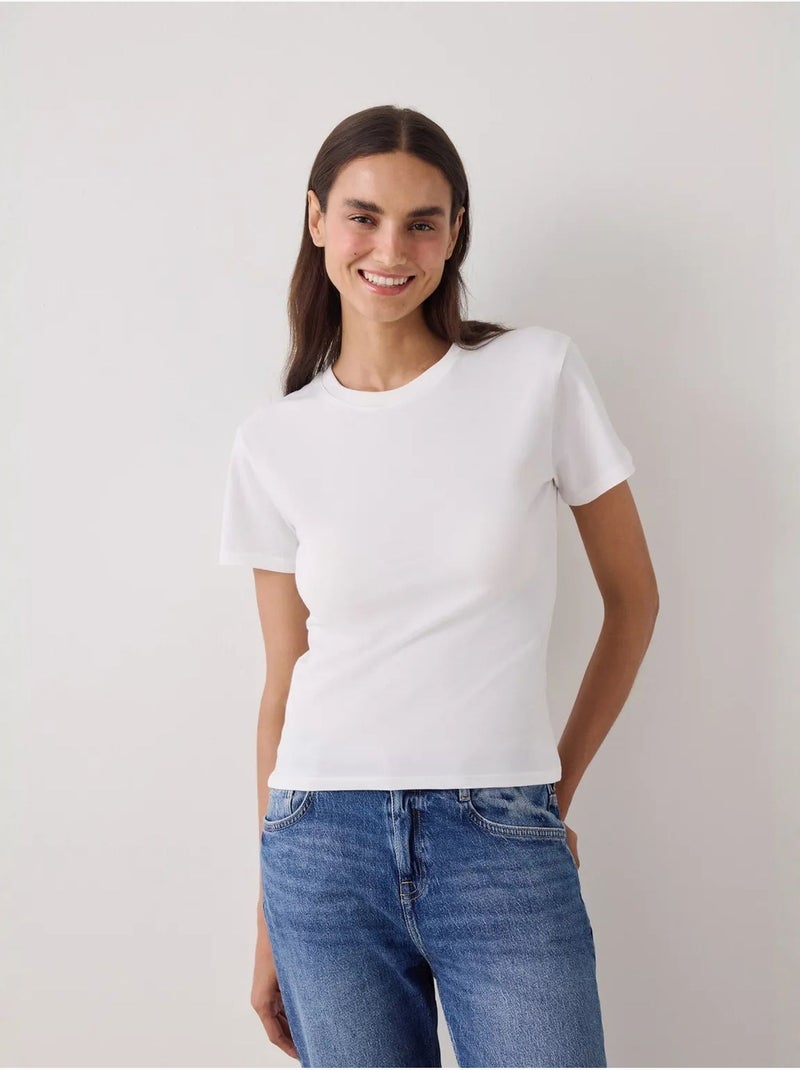 T-shirt basic slim fit a maniche corte penti Bianco sporco - Kiabi