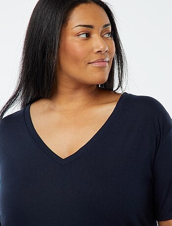 T-shirt basic tinta unita scollo a V