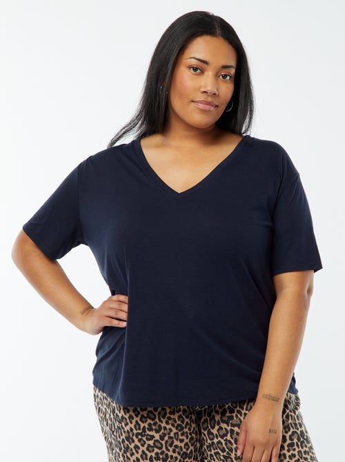 T-shirt basic tinta unita scollo a V - Kiabi