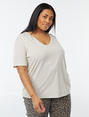 T-shirt basic tinta unita scollo a V